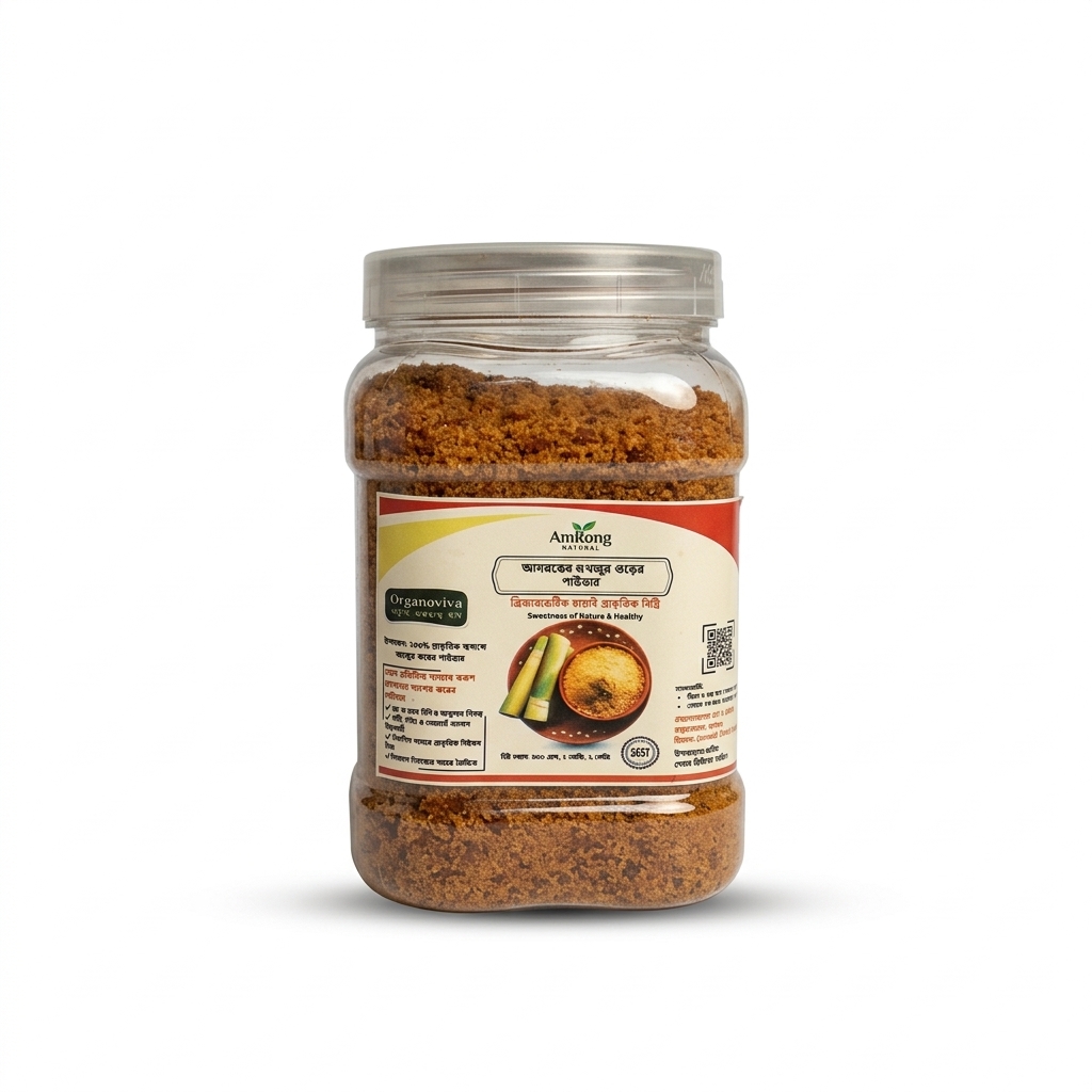 আখের গুড়ের পাউডার, আখের গুড়, Jaggery Powder Bangladesh, Sugarcane Jaggery Powder, গুড়ের বিকল্প, AmRong Jaggery Powder।